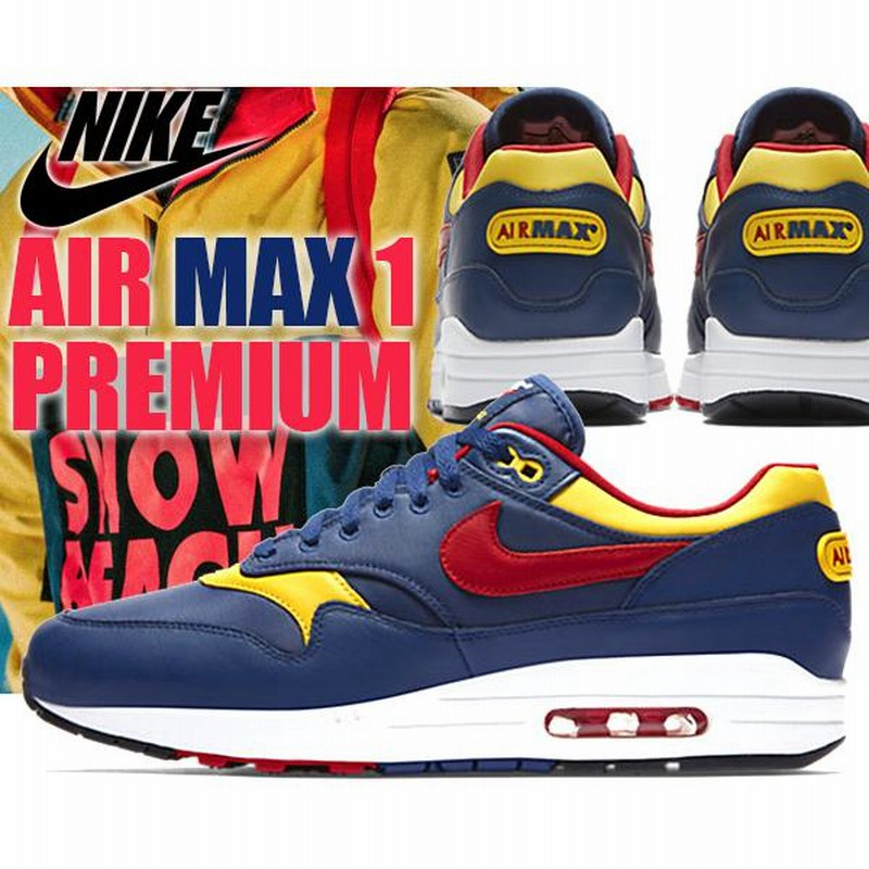 Nike air max 1 premium navy/gym red-vivid sulfur sale