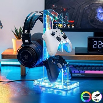 🎉家居好物🛒新款亞克力髮光遊戲手柄展示架通用耳機支架PS3/PS4/PS5/xbox C9PQ