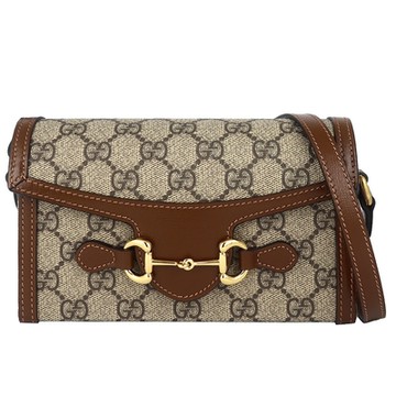 GUCCI 古馳  馬銜扣 1955  雙G防水布皮邊翻蓋小型斜背包