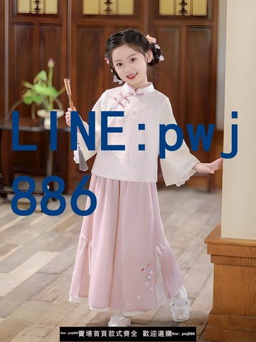 【便宜有好貨】漢服女童新中式套裝兒童國風唐裝小女孩古風超仙古裝2025秋季新款