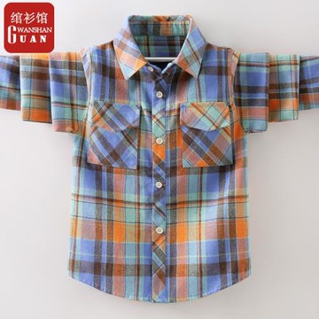 男童格子襯衫長袖春秋棉工裝襯衣兒童中大童休閑洋氣外套春季男