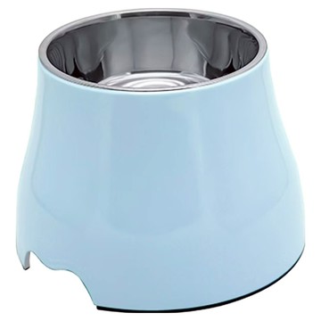 台寵 北歐寵物高碗 美耐皿 不鏽鋼碗 碗圈附有防滑條 底部橡膠防滑  藍色  1個
