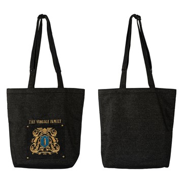 【09月家教快閃新品】家庭教師 風格刺繡單寧托特包 A款 家徽