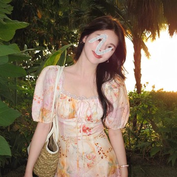 🎇夏季爆款🎇 51234法式溫柔度假風氣質女神範2025夏季新款碎花收腰大碼連衣裙
