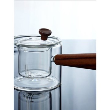 日式玻璃茶壺小青柑泡茶煮茶壺加厚側把透明單壺家用耐高溫過濾茶