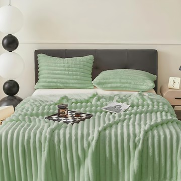 E-ROU 伊柔寢飾 超柔兔毛雲朵毯  200 x 150cm  青青綠豆