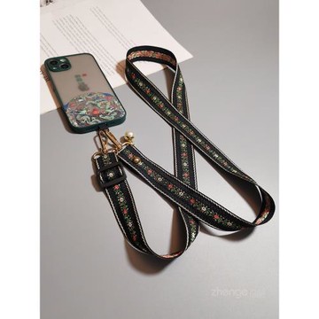 手機掛繩長款斜挎女生碎花手機繩掛鏈斜跨可調節伸縮掛脖背帶繩寬帶子手機殼吊繩包包鏈繩多功能戶外出行吊墜