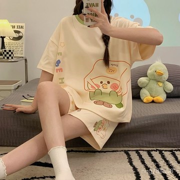 【台灣出貨】女生睡衣 短袖睡衣 卡通睡衣 夏天睡衣 學生睡衣 家居服 睡衣套裝 韓版睡衣 可愛睡衣 居家服 睡衣女