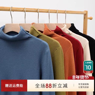 中老年女裝高領打底衫毛衣純色胖媽媽秋冬款保暖內搭長袖針織衫女