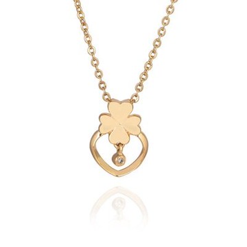 純銀項鍊 鍍18K金鑲鑽吊墜-美麗四葉草造型獨特情人節生日禮物女飾品73cu162【獨家進口】【米蘭精品】