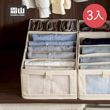 日本霜山 6分隔布藝摺疊式分類收納盒(附透窗)-L-3入