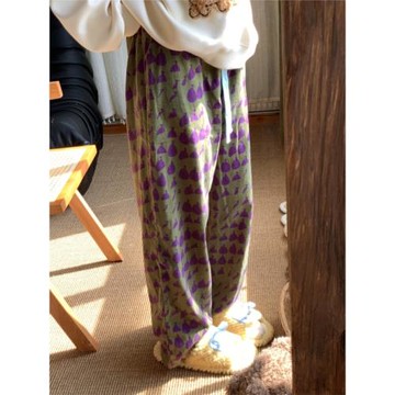 秋冬新品 全棉磨毛寬松睡褲可外穿家居長褲