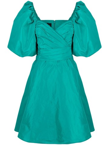 PINKO - puff-sleeve flared dress - women - Polyester - 44 - Green