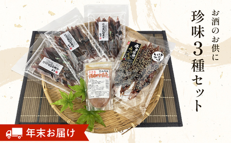 お酒のお供「ほたるいか素干し」「ほたるいか味醂」「するめいか塩辛」珍味３種セット 魚貝類 加工食品 魚介類 ホタルイカ イカ 塩辛 みりん干し 富山湾 氷見