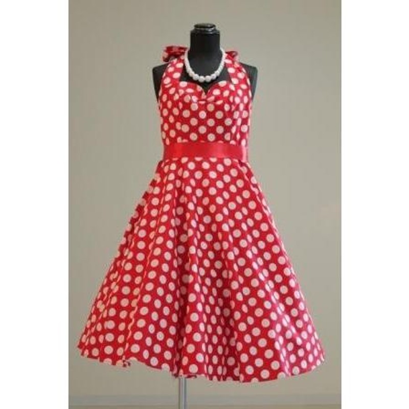 サーキュラーワンピースXL ホワイト×青花柄ベルト付き50'sサーキュラーワンピース☆XL