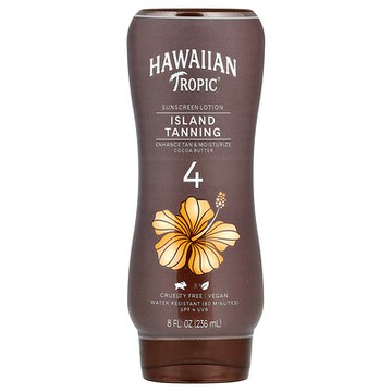 Hawaiian Tropic, 海島曬黑，乳液抗曬霜，可可脂，SPF 4，8 液量盎司（236 毫升）