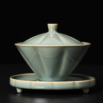 陶福氣手工日式陶瓷三才蓋碗哥窯加厚泡茶器手抓壺功夫茶具敬茶碗