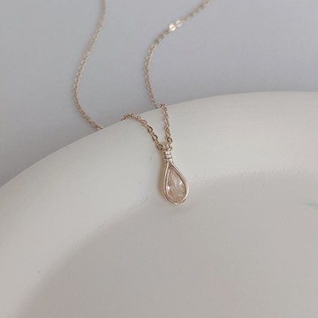 刻麵粉水晶吊墜 切面天然粉晶項鏈 小顆手工純銀水晶鎖骨項鍊