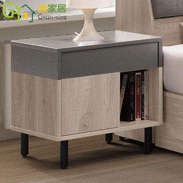 【綠家居】墨邦 現代1.6尺單門單抽床頭櫃/收納櫃