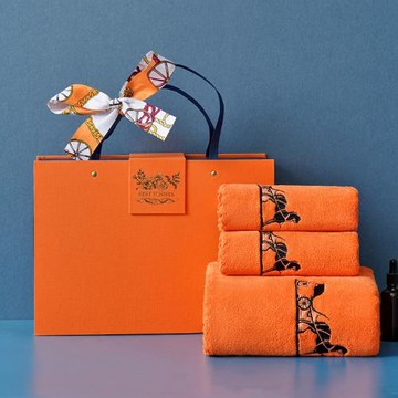 無印珊瑚絨毛巾浴巾禮盒三件套刺繡禮品盒純棉結婚伴手禮送人