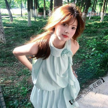 【臺灣出貨】🍋法式綠色掛脖無袖吊帶上衣女夏季2026年新款小個子花苞短裙套裝 韓系套裝 女生套裝 夏季套裝 ootd