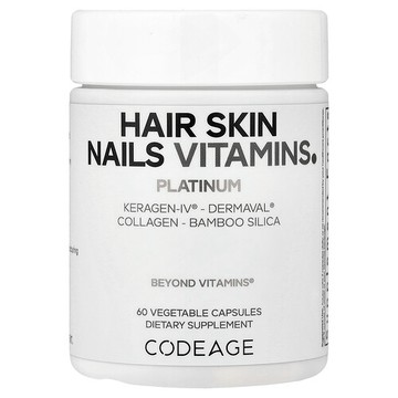 Codeage, 頭髮、皮膚和指甲維生素，鉑金版，60 粒素食膠囊