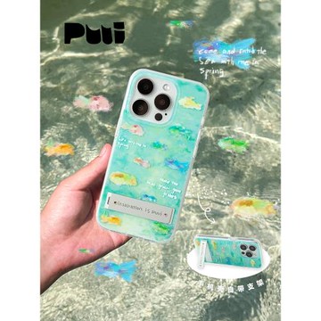 【艾米趙晴同款】Puui原創適用蘋果16/15pro質感手機殼iphone17pro高級小眾手機殼帶支架17/16pro簡約清新ins