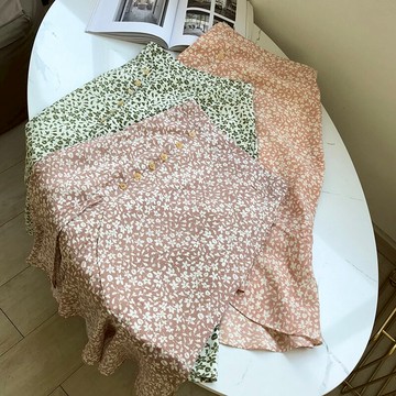 冬季小清新寬松百搭花案雪紡半身裙女 L#151入