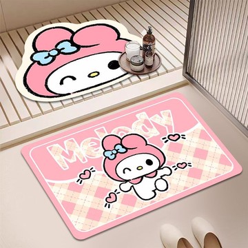可愛地墊 吸水地墊🎀 草莓凱蒂硅藻吸水地墊衛生間門口浴室廁所防滑腳墊卡通速干墊子