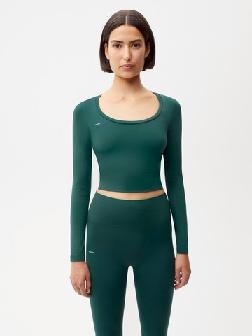 PANGAIA - Women's Plant-Stretch Long Sleeve Cropped Top - Foliage Green - L L