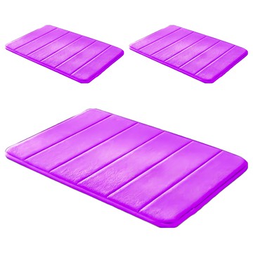 小麥購物 豎條紋地毯 C028 80g 3個  60 x 40 x 1.2cm  紫色