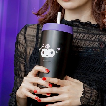 【THERMOS膳魔師】不鏽鋼真空吸管隨行瓶_TS405系列_650ml_酷洛米笑臉