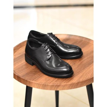 英倫復古手工馬皮休閑皮鞋圓頭真皮底商務正裝鞋德比婚鞋大碼男鞋