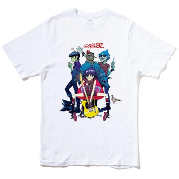 Gorillaz Band 男女中性短袖T恤 白色 街頭霸王潮T設計搖滾街頭樂團