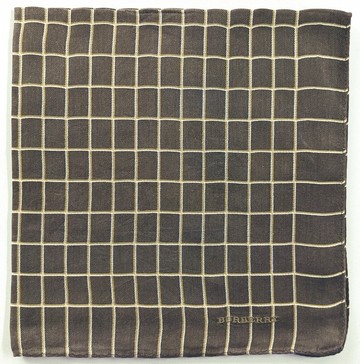 Burberry 古董手帕 - 口袋巾 - 棕色格紋 18 x 18 英吋