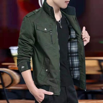 [巴黎精品] 軍裝外套派克服-春秋工裝修身棉質男夾克5色a1fa15