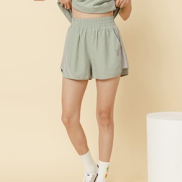 PLAYBOY - 側邊拼接運動短褲 - 粉綠色/731-054-41-9