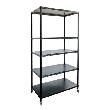 【Amos】90cm五層超穩耐重鐵力士+輪 置物架/收納層架黑色