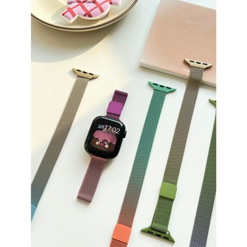 《台灣出貨》適用 APPLE WATCH 漸變米蘭錶帶 不掉色錶帶 細版米蘭錶帶 S11 S10 46mm 女士錶帶