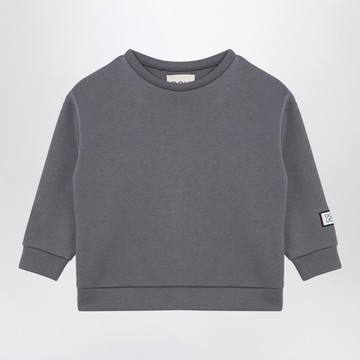 Grey cotton blend crew-neck sweatshirt