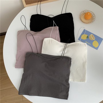 白色抹胸內衣吊帶背心女外穿短款辣妹美背帶胸墊內搭裹胸上衣夏潮