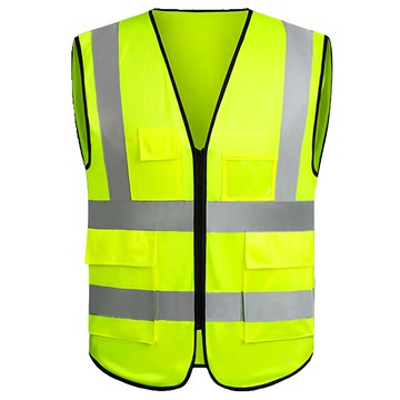 多口袋反光背心 螢光綠 高能見度安全防護  1件  140g