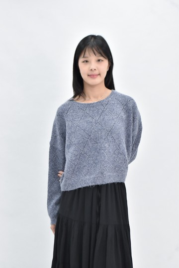 (2XL) roshop 針織藍色長袖上衣