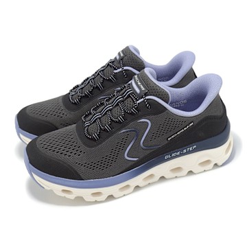 Skechers 休閒鞋 Glide-Step Sole Slip-Ins 女鞋 寬楦 黑 紫 緩衝 簍空 瞬穿科技 180272WBKBL