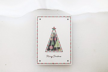 聖誕樹－白色版－手縫夾心卡－雷雕 手工卡片－聖誕節