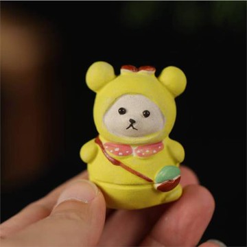 宜興紫砂茶寵背包熊創意呆萌手工茶玩茶桌書桌擺件