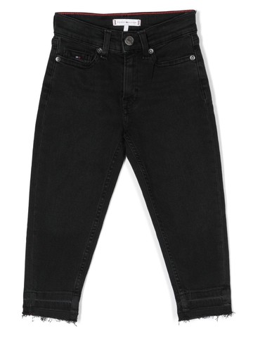 Tommy Hilfiger Junior - frayed hem washed jeans - kids - Cotton/Spandex/Elastane - 16 - Black