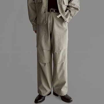 正韓質感純棉斜紋布立體褶襉休閒寬褲 3色 YUPPIE 預購商品 1020