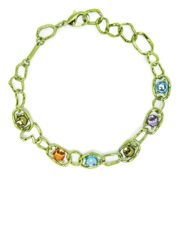 Collina Strada - gemstone chain necklace - women - Recycled Pewter - One Size - Green