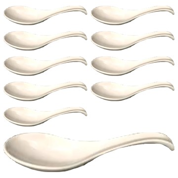 TATUNG 大同磁器 彎湯匙10支組 - 餐廳家用  白色  1組
